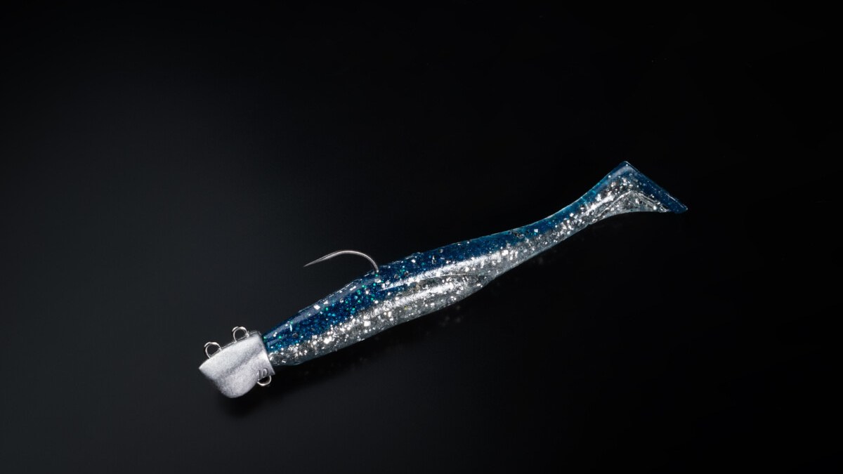 Soft plastic lure on a jig head for Japanese flounder