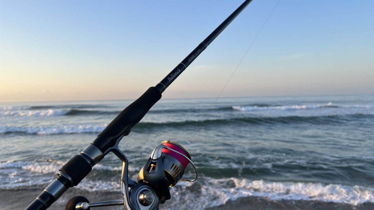 Surf rod and spinning reel loaded with PE braid